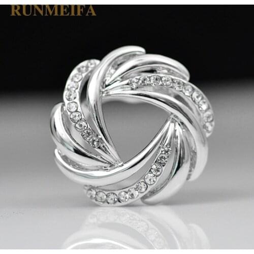 RUNMEIFA New Silk Scarf Clip Buckle Alloy Water Drill Short Silk Scarf Buckle Brooch Pins Jewelry Gift For Women Free Shipping
