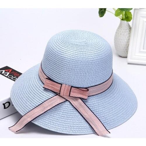 Sun Hat Womens Large-brimmed Leisure Journey Outdoors Vacation Straw Hat Bow Decoration Korean Beach Hat UV Straw Hat For Women