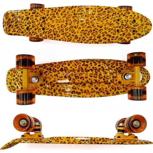 22 Inch Leopard Penny Board Cruiser Skateboard Adults City Travel Portable Sport Fish Board Blue Yellow Skate Gears Scooter