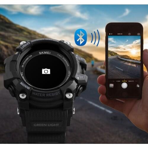 Smartwatch Rechargeable Bluetooth Pedometer Calorie Heart Rate Military Sports Watches Men Digital Wristwatch reloj hombre SKMEI