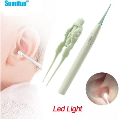 1set LED Light Earpick Baby Ear Cleaner Endoscope Penlight Spoon Cleaning Ear Curette Spoon Ear Wax Removal Ear-picker With Box