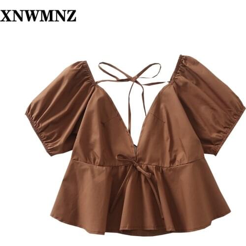 Коричневые блузки XNWMNZ China At AliExpress