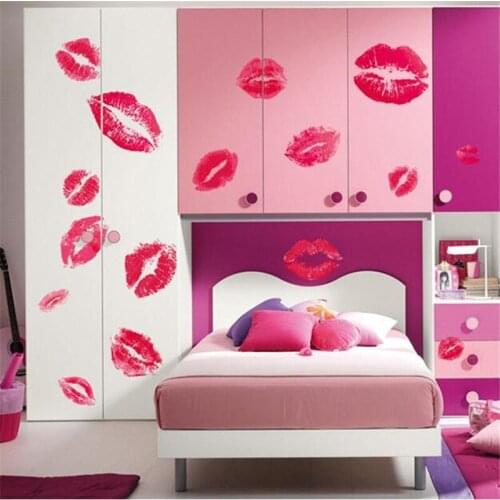 Vivid Pink lip print creative Diy wall sticker living room bedroom wall decoration art mural decoracion hogar moderno