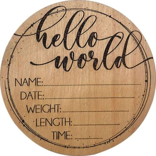 Hello World Birth Announcement Sign New Baby Gift Hospital Announcement Sign Baby Shower Gift Newborn Photo Prop wholesale
