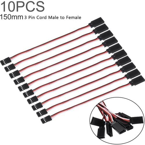 10Pcs 3 Pin Servo Extension Receiver Cord Wire 150mm JR Male to Female Lead Lead Wire Cable For RC Car Helicopter RC Toys Parts