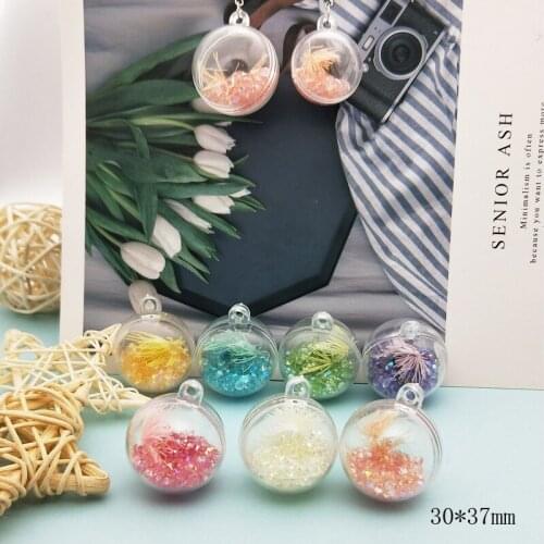 10pcs Big Size Crystal Rhinestones Flowers Acrylic Ball Charms Pendants Fit DIY Hair Earrings Jewelry Accessory 30*26mm YZ628