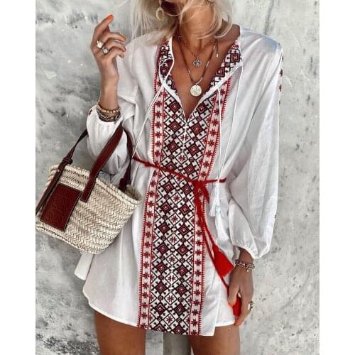 2021 Summer Dress Woman Long Sleeve Indie Folk Female Vestido White Loose Woman Dresses