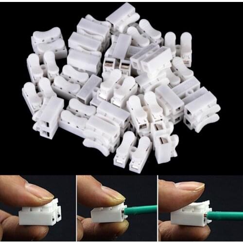 30pcs lot 2 Pins Electrical Cable Connectors CH2 Quick Splice Lock Wire Terminals Set 20x17.5x13.5mm Wire Connectors Terminal