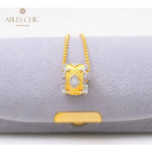 925 Silver Tulle Element Wide Ring Pendant Renaissance 18K Gold Tone Filigree Floral Necklace Handmade Fine Jewelry C11N3S25154