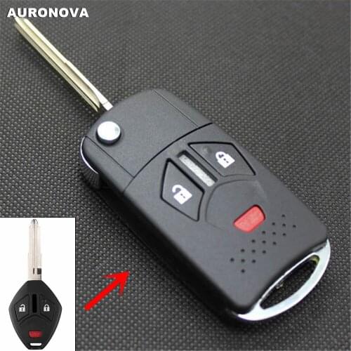 AURONOVA New 2+1 Buttons Modified Flip Folding Key Shell for Mitsubishi Galant Eclipse Lancer MIT11R Remote Car Key Case Shell