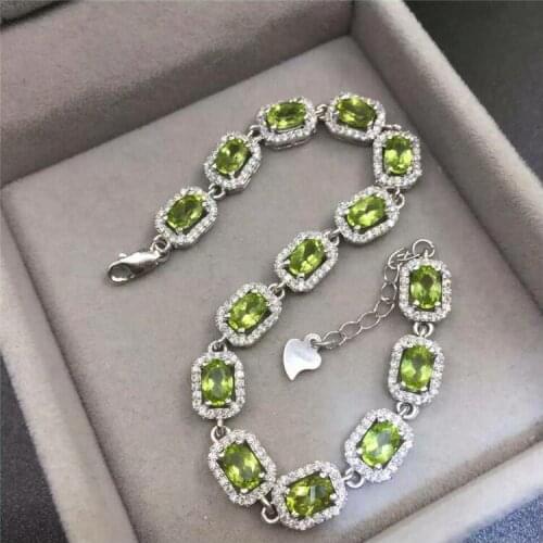 Free shipping Natural and real Peridot 925 sterling silver Fine jewelry gems 4*6mm 14pcs