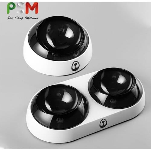 PSM Double Cat Bowl Water Fountain Oblique Design Plastic Drinker for Cats Pet Feeder Cat Accessories