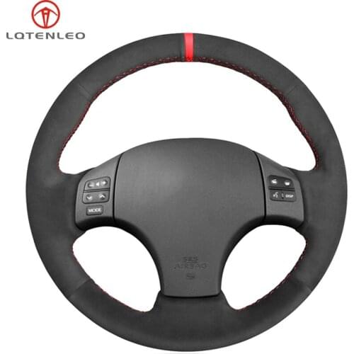 LQTENLEO Black Suede Hand Sewing Car Steering Wheel Cover For Lexus IS IS250 IS250C IS300 IS300C IS350 IS350C F SPORT 2005-2011