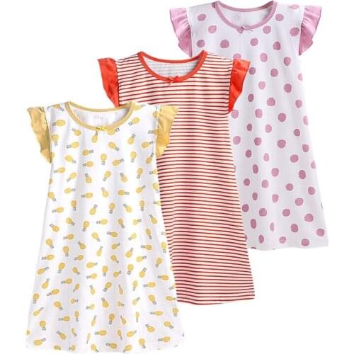 Kids Pajamas Baby Girls Short Nightgowns 100% Cotton Nightdress Summer Baby Clothes Sleepwear Little Girl Night Sleeping Dress