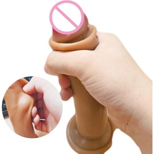 Simulation Big Dildo Realistic Sliding Foreskin Woman G Spot Stimulate Soft Silicone Penis Soft Huge Dick Suction Cup Sex Toys