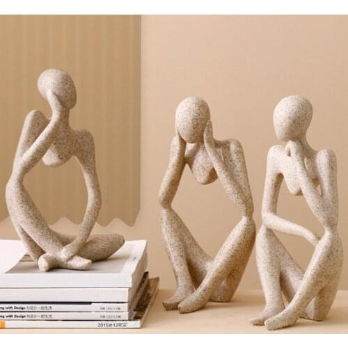 Forgetive Resin Statues Creative Abstract Thinker People Sculptures Miniature Figurines Craft Office Home Decoration Accessories