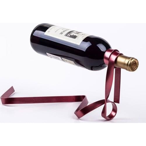 Creative Iron Wine Bottle Holder Ribbon Suspension Poised Wine Rack Cabinet Stand Bracket Bar Accessories Table Decoration Tools
