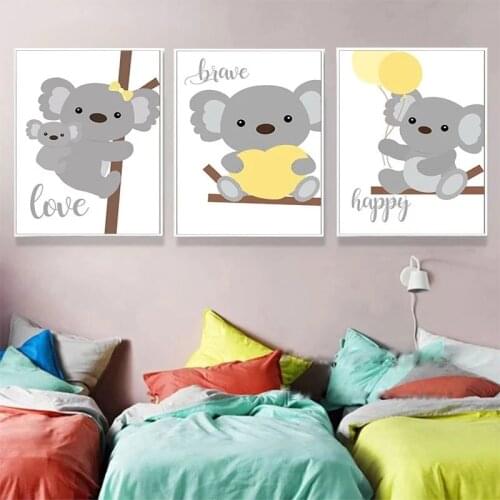 Cute Cara Wall Art Canvas Painting Animal Poster Kindergarten Print Nordic Decoration Picture Child Baby Bedroom Decor Cuadros