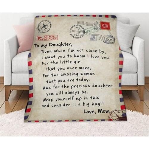 Letter Blanket to My Daughter Son Wife Letters 3D Printed Thin Quilt Bedspread Sofa Fleece Blankets Positive Encourage Love Gift