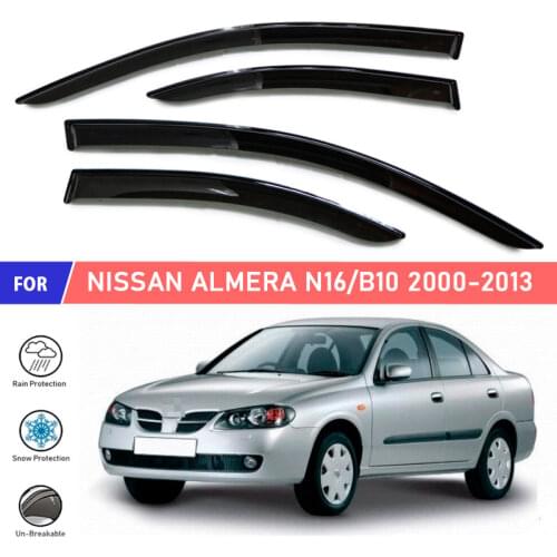 Window deflector for Nissan Almera N16 / B10 2000-2013 sedan car window deflector wind guard vent sun rain visor cover car decor