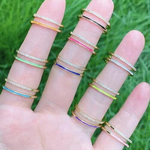 10Pcs Enamel colorful Rings Zircon jewelry ring Layer Metal rings accessories jewelrys for women Rings jewelry ring 51632