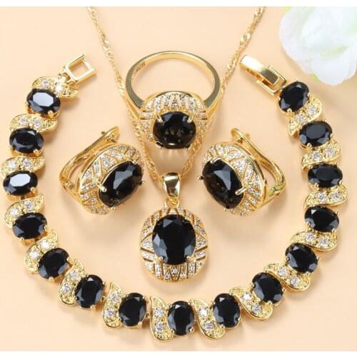 Rock Style Gold Color Big Jewelry Sets 10-Colors Stone Fashion Accessories Charm Bracelet And Necklace Sets For Women