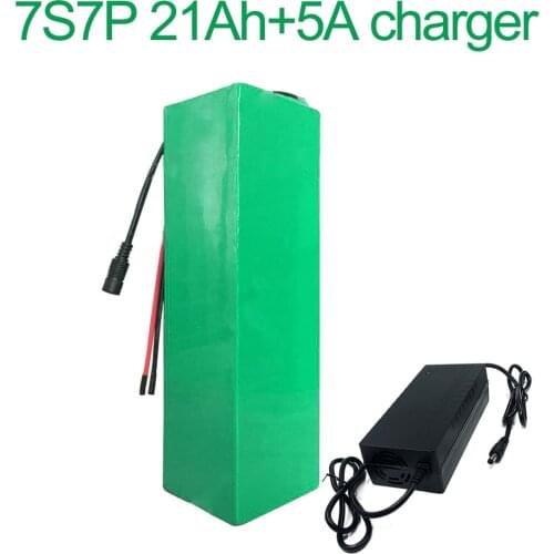 With 5A charger 24V 21Ah 25.9V 7S7P 18650 Li-ion Battery Pack E-Bike electric bicycle 280x80x70mm