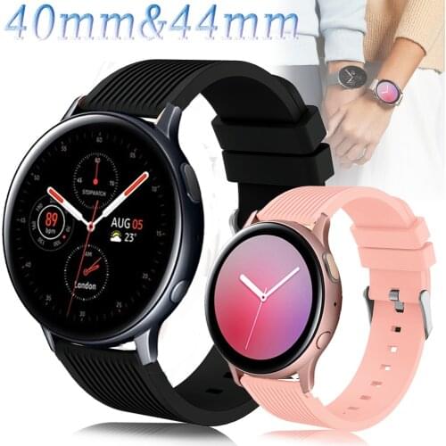 For Samsung Galaxy Watch Active 2 40mm 44mm Silicone Watch Band Active2 Bracelet Watchband 20mm Watch Strap ремешок для часов