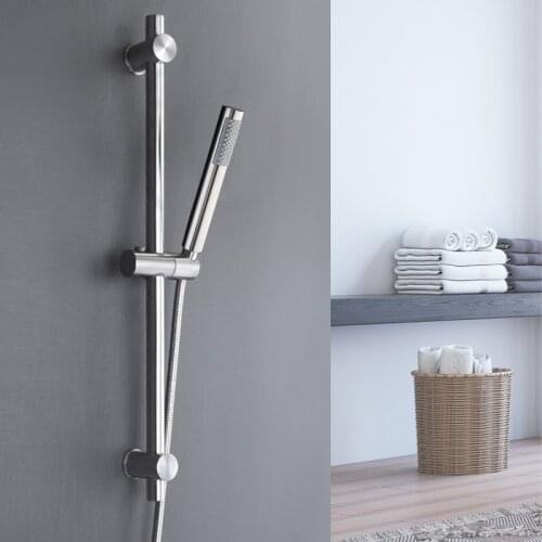 Brushed Stainless Steel Shower Column Sliding Bar Movable Adjustable Wall Mounted with Bracket Holder Shower Bar