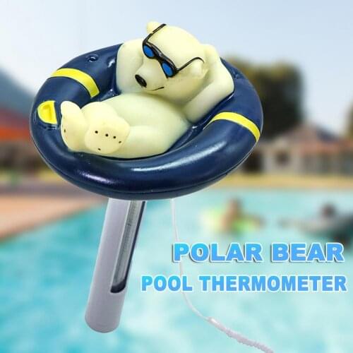 Swimming pool thermometer pvc polar bear animal shape tube floating bathtub fish pond digital precision display thermometer