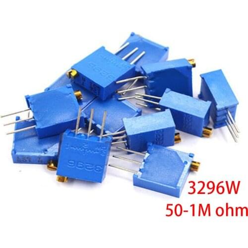 50pcs 3296W 3296 50 100 200 500 ohm 1K 2K 5K 10K 20K 50K 100K 200K 500K 1M ohm 50R 100R 200R 500R Trimpot Trimmer Potentiometer