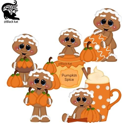 Pumpkin Spice Gingers Cutting Dies Christmas Autumn Harvest Gingerbread Man Metal Stencil For DIY Scrapbooking Card Craft