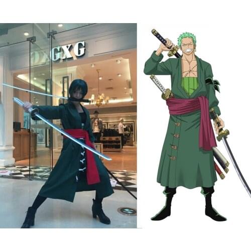Anime ONE PIECE Roronoa Zoro Cosplay Costume Green Uniform Outfit Halloween Adult Costumes for Women/Men Carnaval Disfraces S-XL