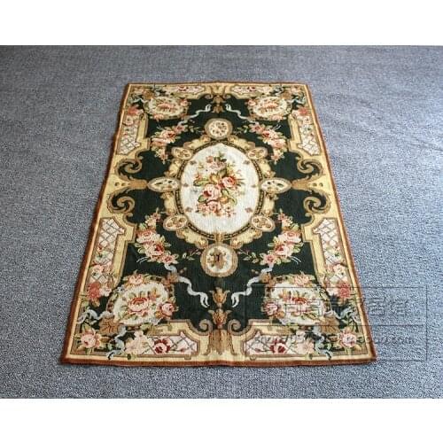 Embroidery Court Woolwork Carpet Stitch Carpet Tapestry Flowers And Plants European Countryside Carpet Blackish Green Carpet