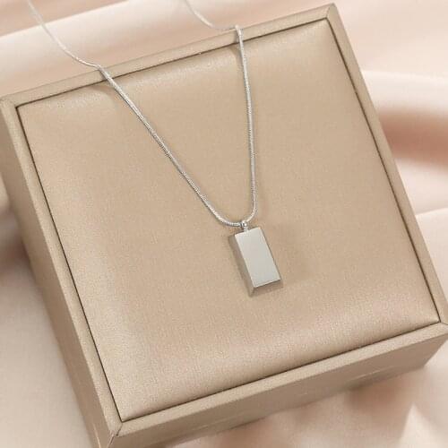 XIYANIKE 316L Stainless Steel Square Necklaces Trendy Simple Chain Choker 2021 New Pendants For Women Fashion Jewelry Collier