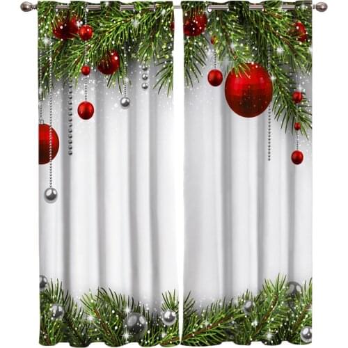 Christmas Tree Ball Window Curtains Living Room Fabric Drapes Curtain Home Draperies Curtains for Bedroom