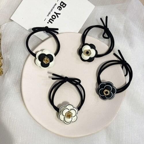 Women Flower Elastic Hair Bands Rubber Bands 2021 Classic Korean Camellia Floral Hair Accessories Hair Ties Ropes Gums Wholesale