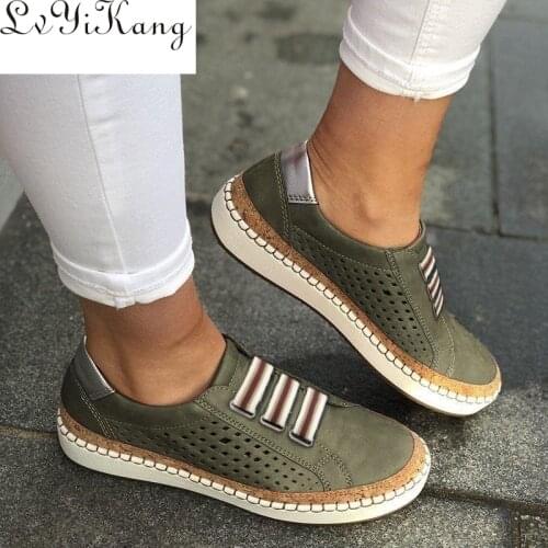 2020 New Leather Loafers Casual Shoes Women Slip-On Sneaker Comfortable Loafers Women Flats Tenis Feminino Zapatos De Mujer