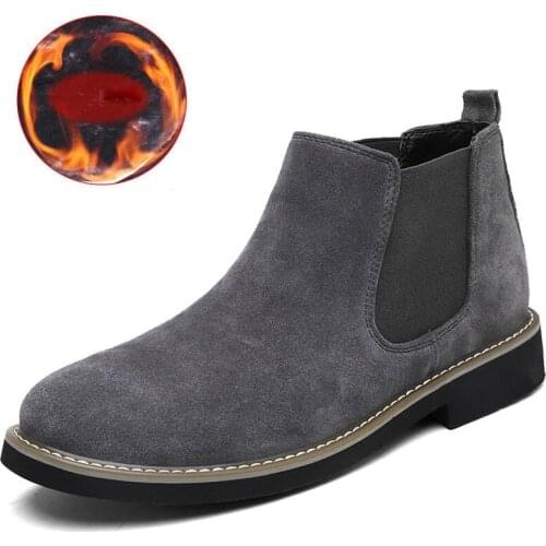 Winter Mens Boots Fashion Chelsea Boots Mens Warm Plush Shoes Outdoor Safety Work B Ankle Snow Boots