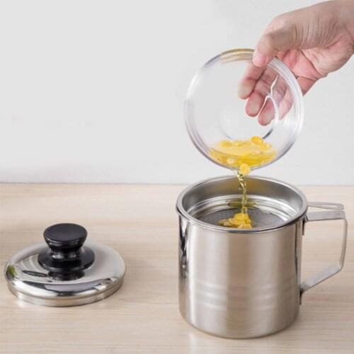 1.3L Kitchen Cooking Tool Oil Filter Storage Can Grease Strainer Pot Oil Strainer Container Restaurant Kitchen Supplies NEW
