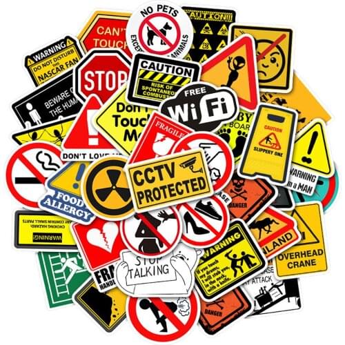 10/30/50PCS Danger Banning Warning Stickers Decal DIY Laptop Motorcycle Fridge Guitar Wall Car Waterproof Sticker Toy For Kids