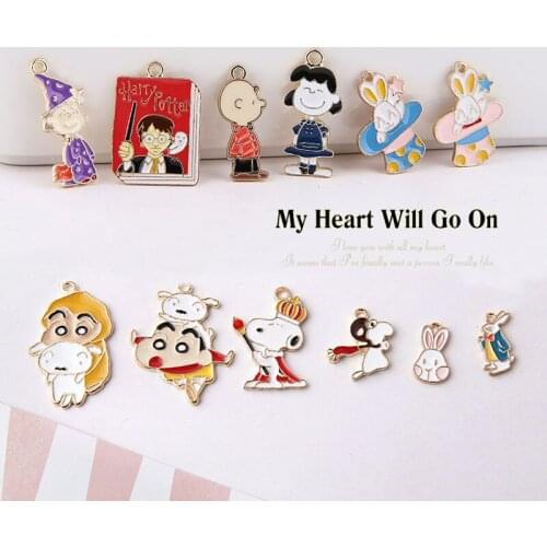 10pcs New Fashion Alloy Drop Oil Cute Character Crayon Shinchan Rabbit Monkey Cartoon Earring Diy Jewelry Accessories Wholesale