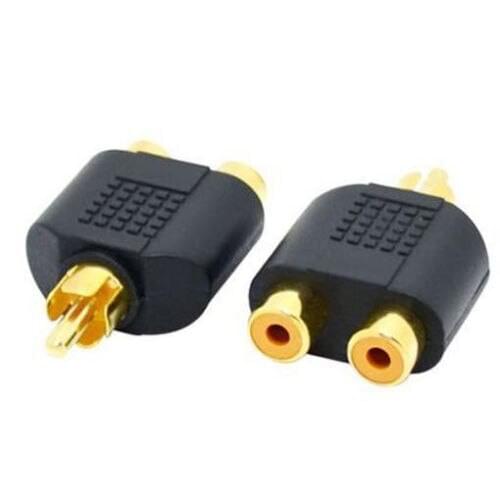 100pcs/lot Gold Plated RCA Plug Audio Y Splitter adapter jack 1 Male to 2 Female connector For Audio Video AV TV Cable Convert