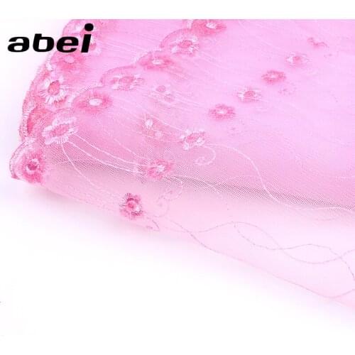24cm 2Yards Pink Organza Mesh Embroidered lace Ribbon Wedding Party Dress Craft Sewing Accessories Handmade Trimming Supplier