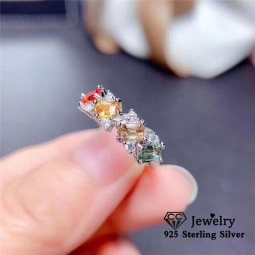 CC Colorful Gemstone Opening Rings Adjustable 925 Sterling Silver Fine Jewlry Ring Party Accessories Wedding Engagement CC3239