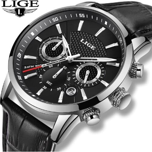 2019 Gift Top Brand Luxury LIGE NEW Fashion Leather Watch Men Watches Casual Date Business Quartz watches Men Clock Montre Homme