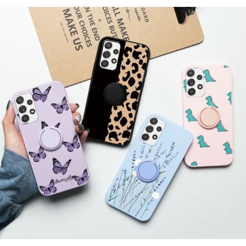 For Samsung Galaxy A52 Case Magnetic Ring Holder Flower Silicone Coque For Samsung A32 A52 A72 A 72 32 52 4G 5G Back Cover Funda