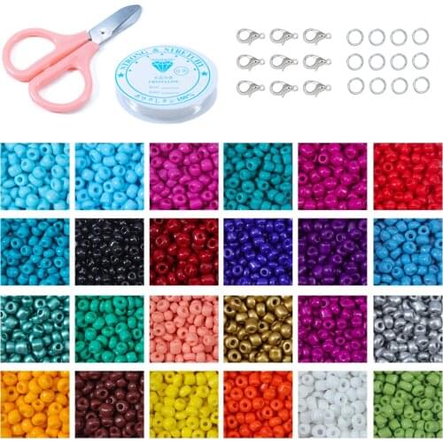 CKysee 24 Color Natural Rice Bead Glass Rice Bead Baked Paint Bead Dyed Core Bead Combination Set DIY Jewelry Accessories