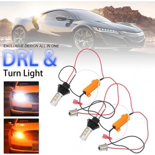 Ba15s BAU15S P21w S25 1156 42Led T20 W21W WY21W 7440 Light Daytime Running Light+Turn Signal Dual Mode DRL LED External Lights