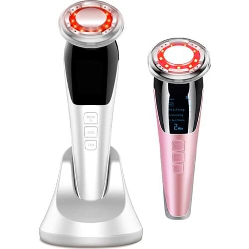 EMS Ultrasonic Iontophoresis LED Color Facial Microcurrent Cell Rejuvenation Beauty Instrument Face Massage Lifting Beauty